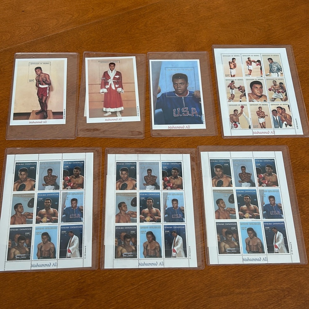 Muhammad Ali collectors stamps.
